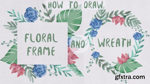  How to draw watercolor floral frame and wreath in Procreate + free brushes