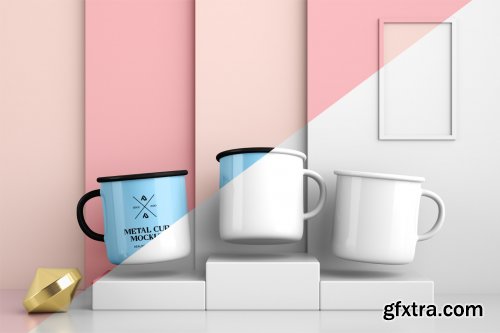 CreativeMarket - Enamel Mug and Coffee Cup Mockups Set 5050333