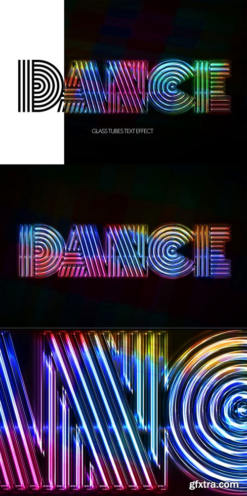 Glass Tubes Eighties Disco Text Effect Mockup 356998571