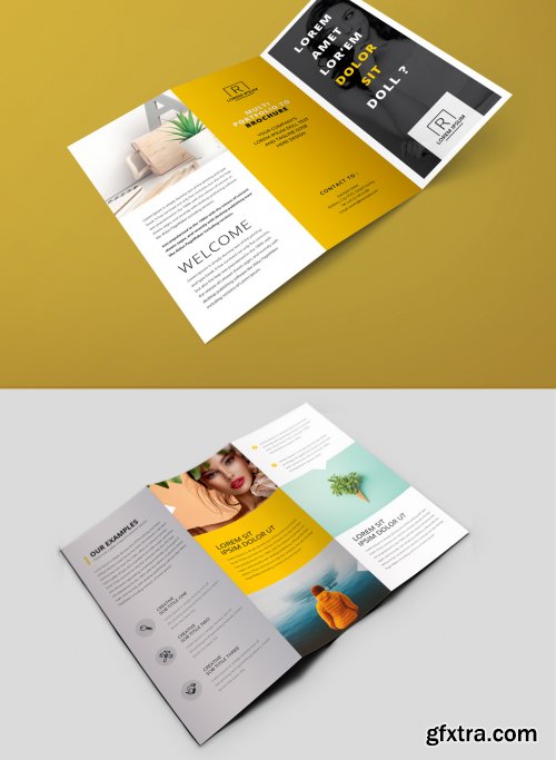Minimal Trifold Brochure with Yellow Accents 357224338