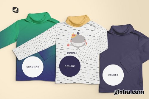 CreativeMarket - Toddler Turtle Neck Tshirt Mockup 4590955