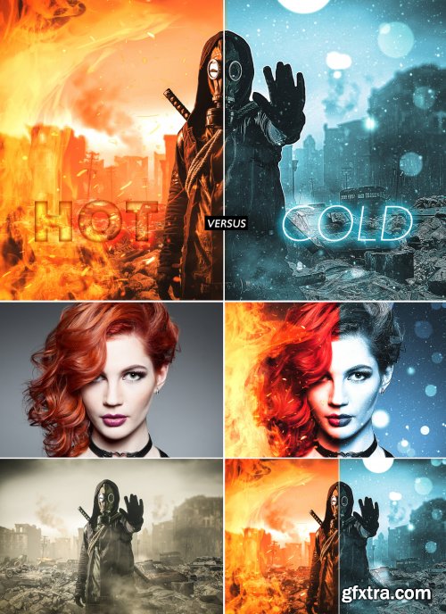 Hot Fire and Freezing Cold Effect Mockup 357902605