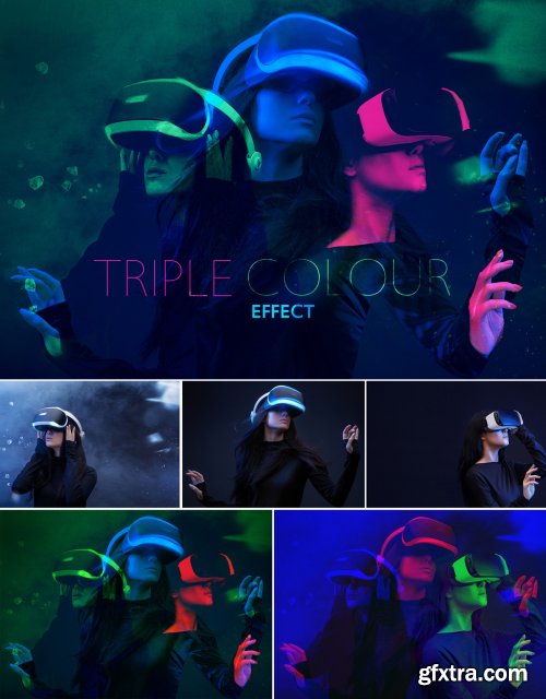 CreativeMarket - Triple Color Double Exposure Effect Mockup 5045358