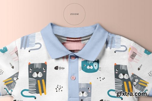 CreativeMarket - Kid’s Half Sleeve Polo Tshirt Mockup 4432034