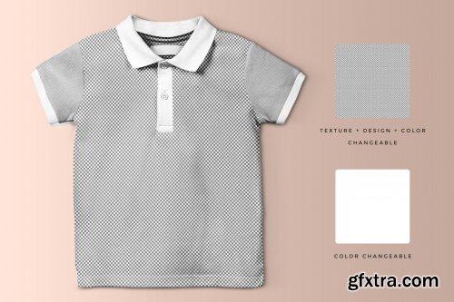 CreativeMarket - Kid’s Half Sleeve Polo Tshirt Mockup 4432034