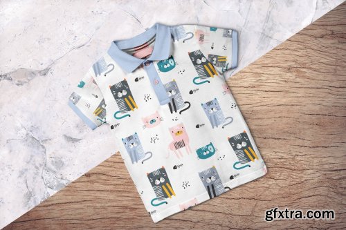 CreativeMarket - Kid’s Half Sleeve Polo Tshirt Mockup 4432034