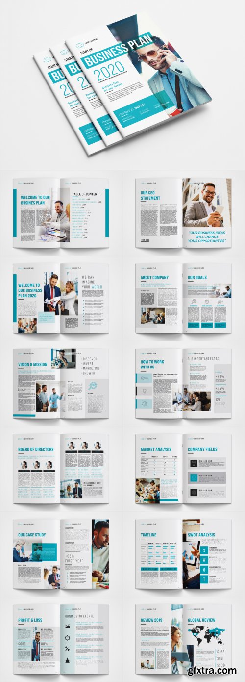 Business Plan Layout with Blue Accents 358338620