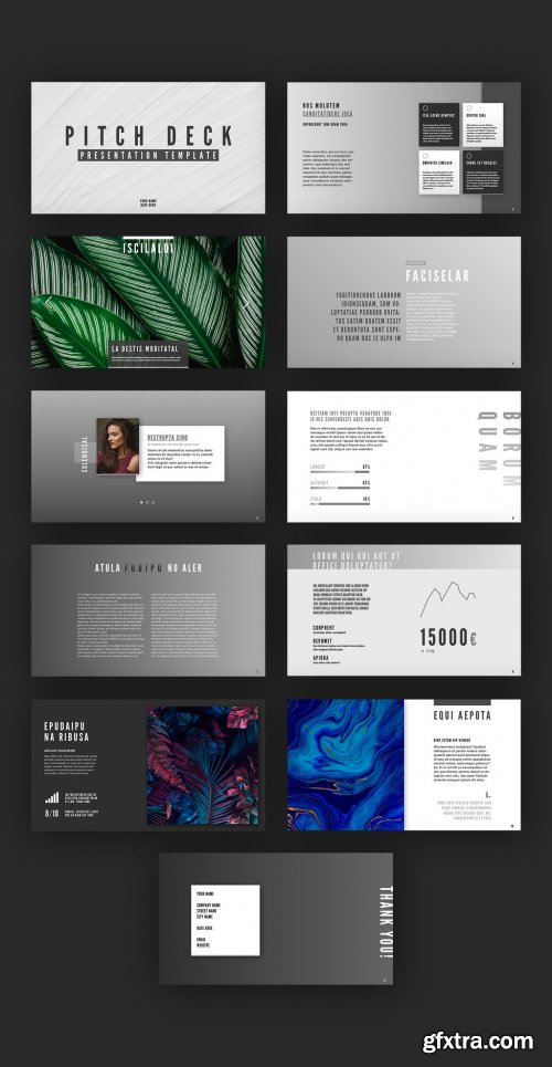 Pitch Deck Layout with Black and White Accents 358376552