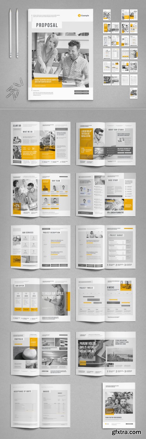 Agency Proposal Layout in Light Gray with Yellow Accents 358375679