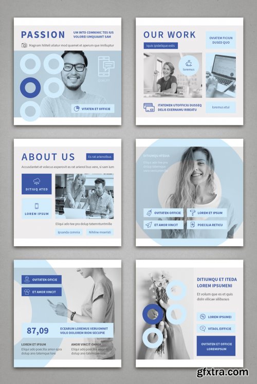 Light Blue and Gray Square Social Media Post Layouts 358375059