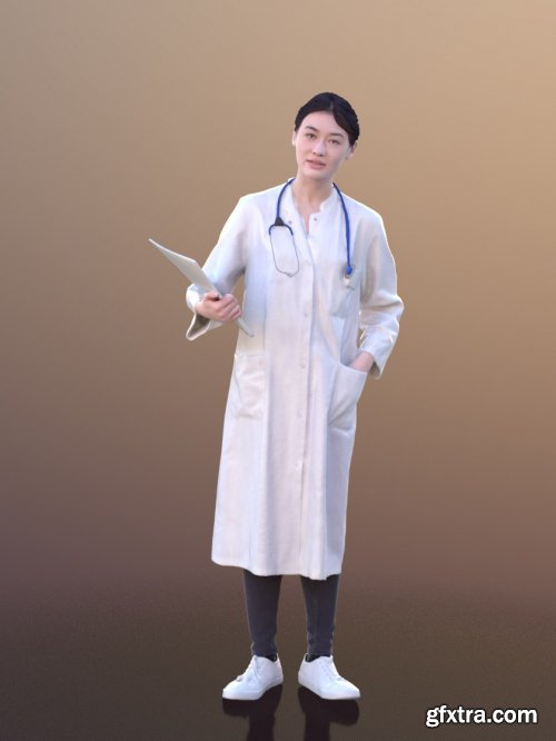 Asian Doctor Standing 3d model