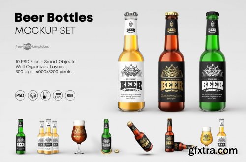 CreativeMarket - Beer Bottle Mockup Set 4615774