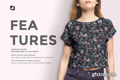 CreativeMarket - Female Crop Top Tshirt Mockup 4579900