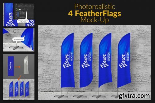 CreativeMarket - Feather Flags / Bow Flags MockUp 489164