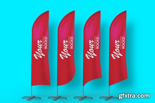 CreativeMarket - Feather Flags / Bow Flags MockUp 489164