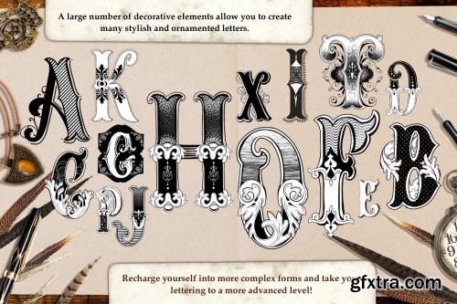 CreativeMarket - Victorian Lettering Creator Kit 4788869