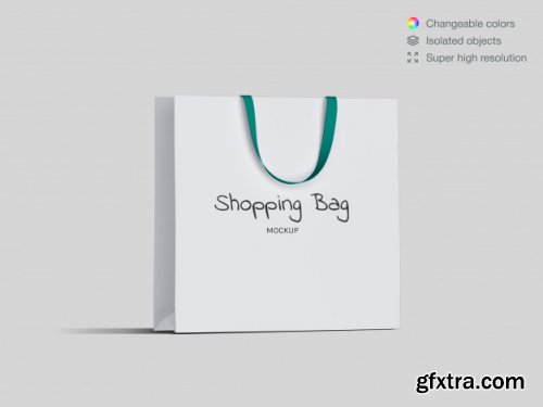 Realistic high angle shopping paper bags mockup