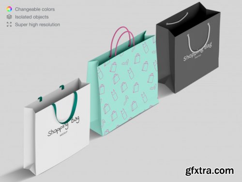 Realistic high angle shopping paper bags mockup