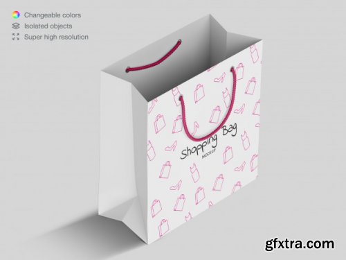 Realistic high angle shopping paper bags mockup