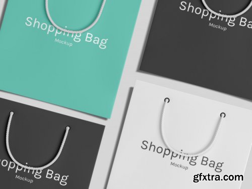 Realistic high angle shopping paper bags mockup