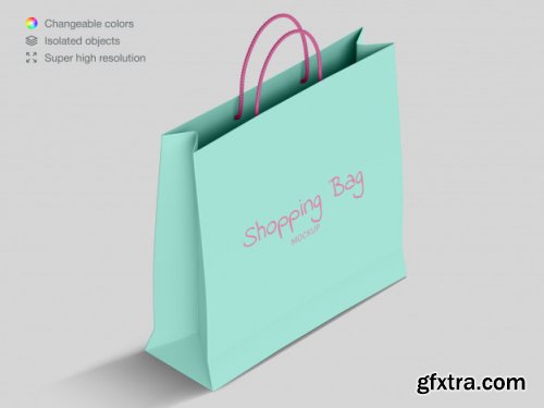 Realistic high angle shopping paper bags mockup