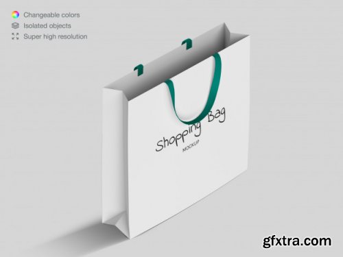 Realistic high angle shopping paper bags mockup