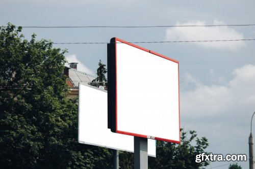 Billboard with blank surface for advertising mockup