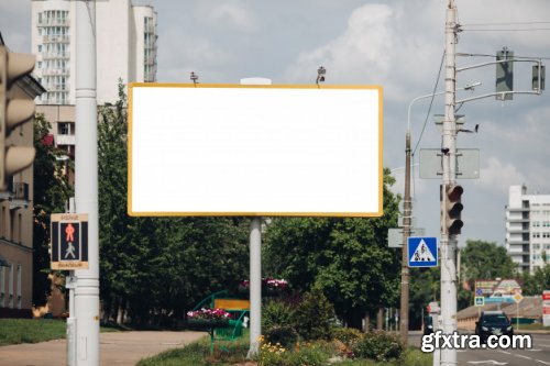 Billboard with blank surface for advertising mockup