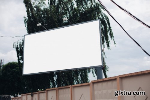 Billboard with blank surface for advertising mockup