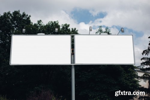 Billboard with blank surface for advertising mockup