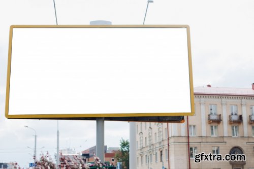 Billboard with blank surface for advertising mockup