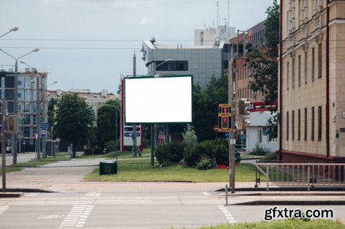 Billboard with blank surface for advertising mockup