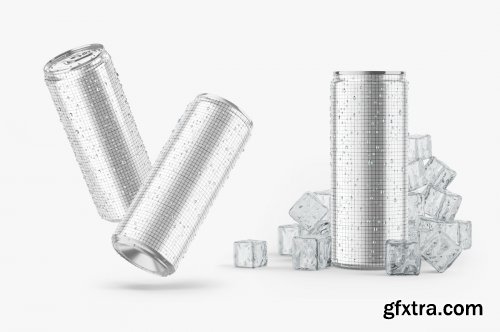 Glossy Metallic Can Mockup Set