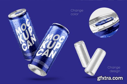 Glossy Metallic Can Mockup Set