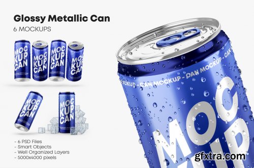 Glossy Metallic Can Mockup Set