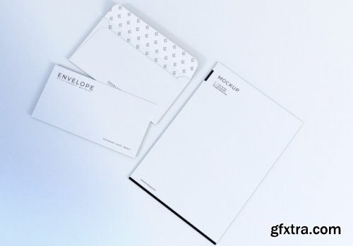 Realistic clean white monarch envelope and letterhead mockup