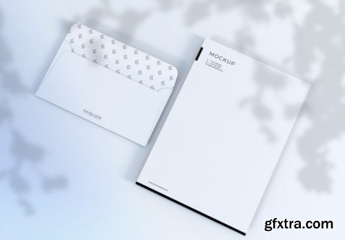 Realistic clean white monarch envelope and letterhead mockup