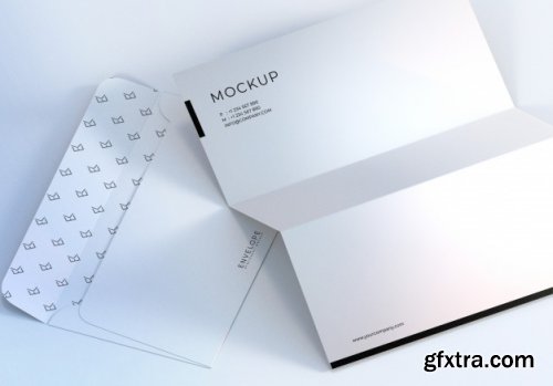 Realistic clean white monarch envelope and letterhead mockup