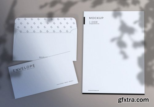 Realistic clean white monarch envelope and letterhead mockup