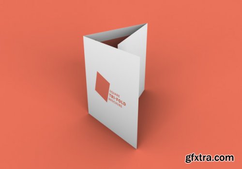 Square tri fold brochure mockup