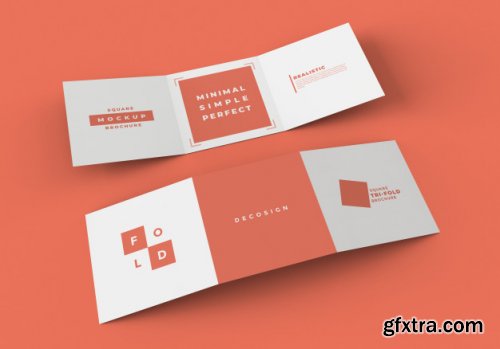 Square tri fold brochure mockup