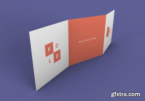 Square tri fold brochure mockup