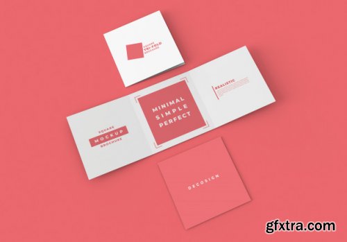 Square tri fold brochure mockup