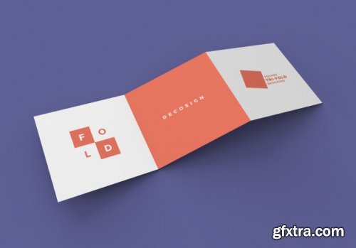 Square tri fold brochure mockup