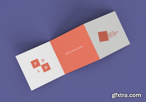 Square tri fold brochure mockup