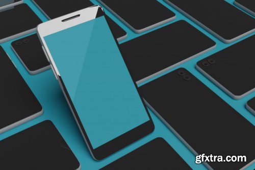 Mobile phone mockup 3d rendering for scene creator advertising