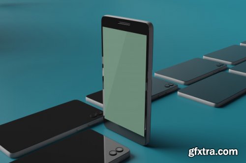 Mobile phone mockup 3d rendering for scene creator advertising