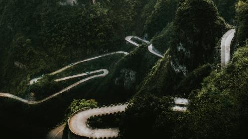 View of Tianmen Mountain road, China - 935472