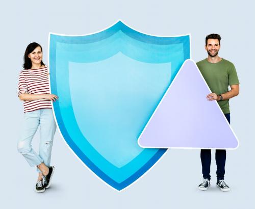 People with icons in the theme of security - 450700