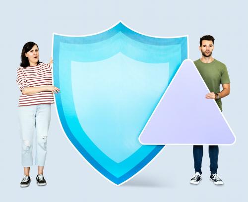 People with icons in the theme of security - 450735